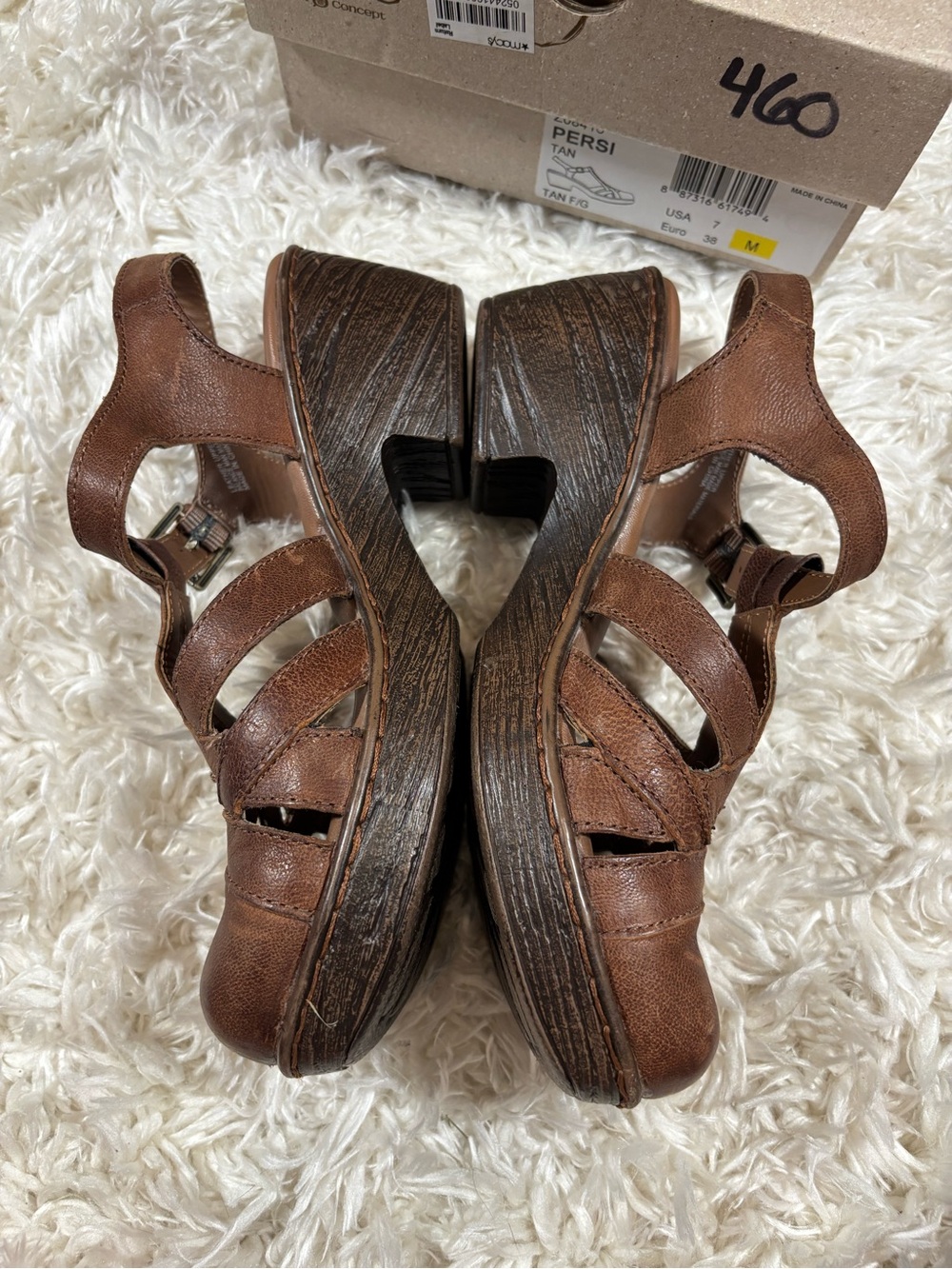 b.o.c. Persi Tan Leather Cutout T-Strap Heels-sz 7 - Picture 3 of 6